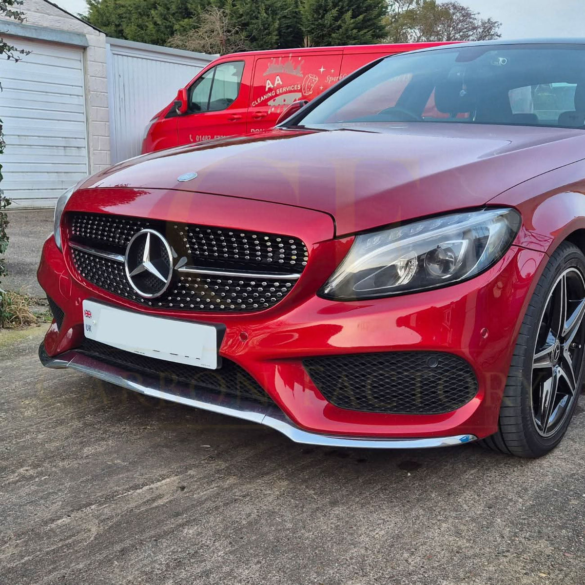 W205 C-Class Diamond Front Grille - Gloss Black, Direct Fit