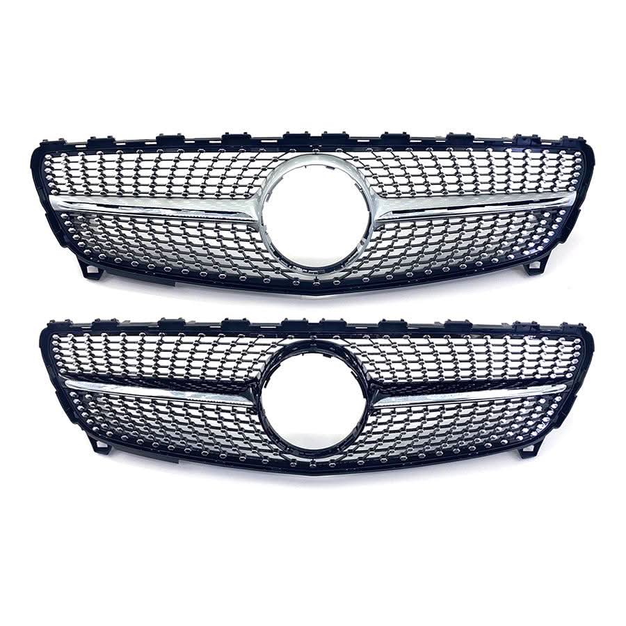 W176 A-Class Diamond Front Grille - Gloss Black, ABS, Fits A180 A200 A250 (2016-2018)