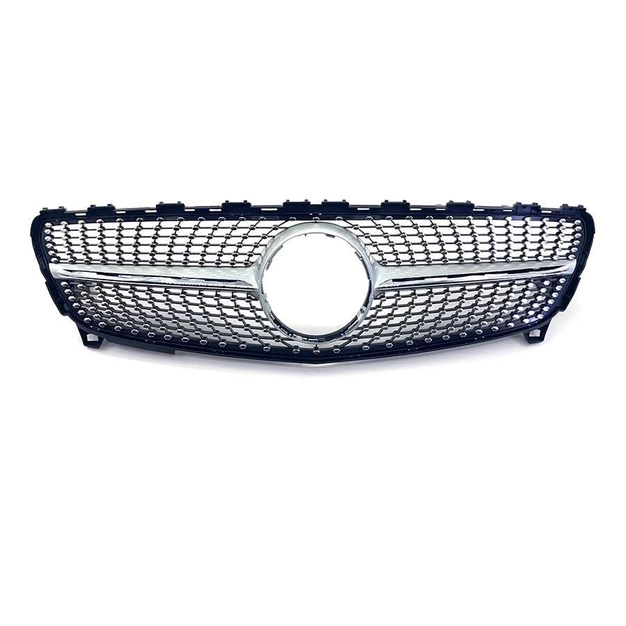 W176 A-Class Diamond Front Grille - Gloss Black, ABS, Fits A180 A200 A250 (2016-2018)