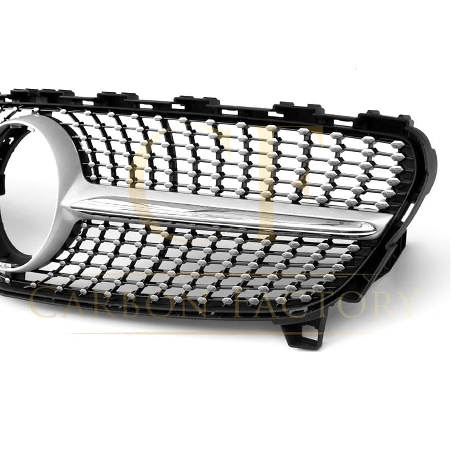 W176 A-Class Diamond Front Grille - Gloss Black, ABS, Fits A180 A200 A250 (2016-2018)
