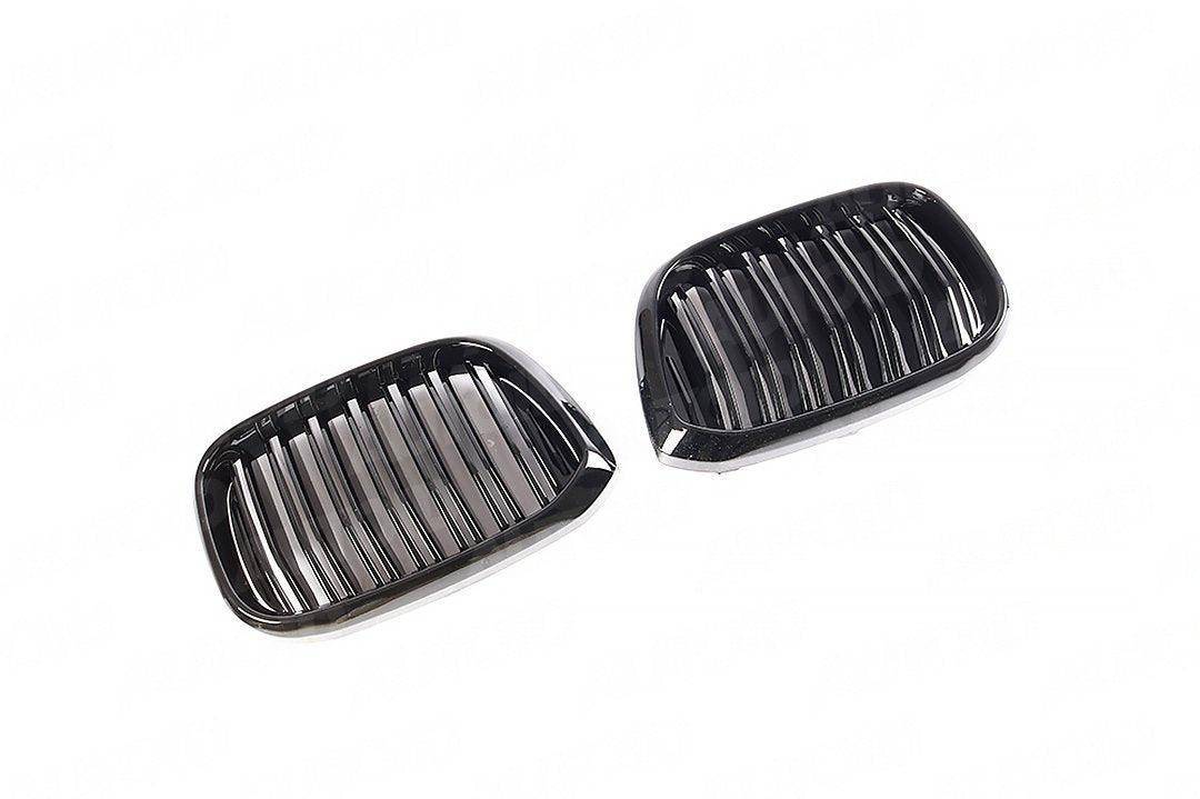 BMW X3 G01 & X4 G02 Gloss Black Double Slat Kidney Grilles, Paint Code 668