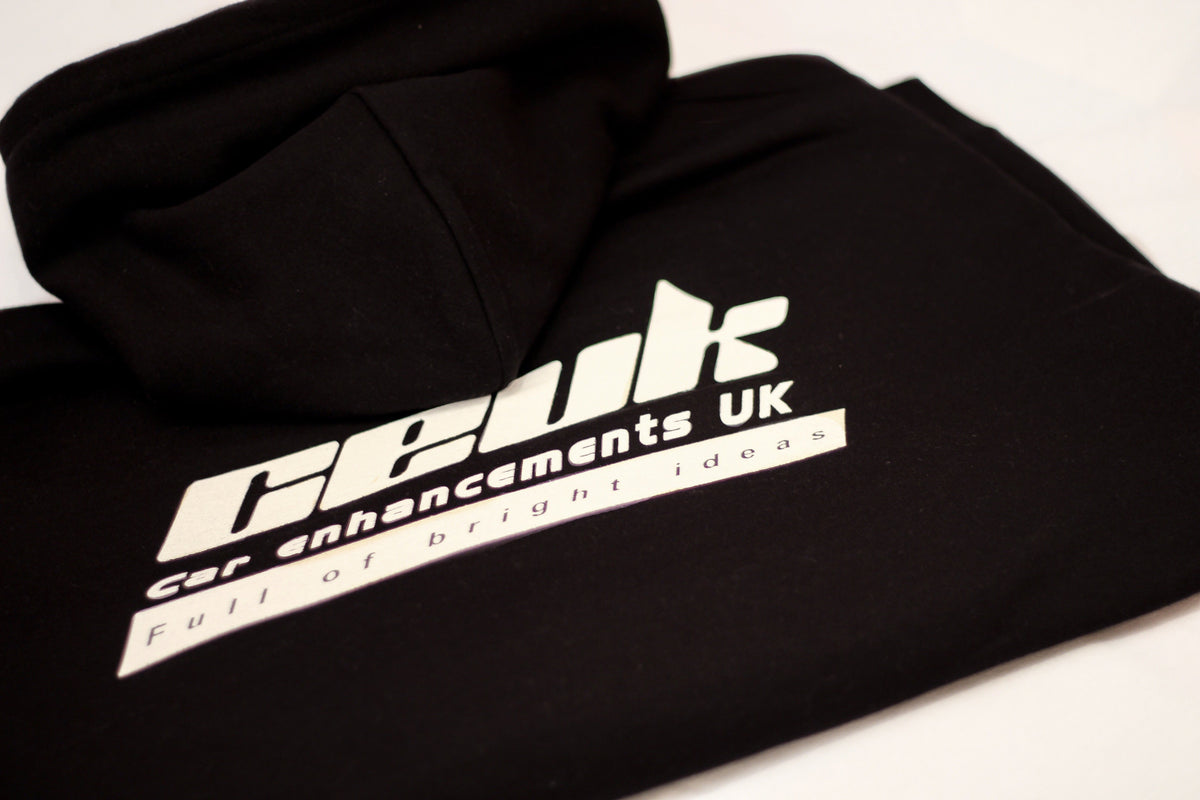 CEUK Black Hoodie - 280gsm Cotton-Blend, Heat-Embedded Logo
