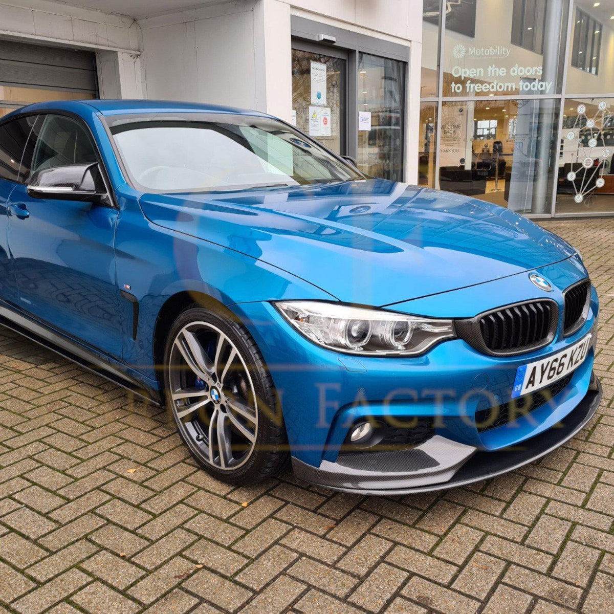 BMW F32 F33 F36 4 Series front splitter covers, pre-preg carbon fibre