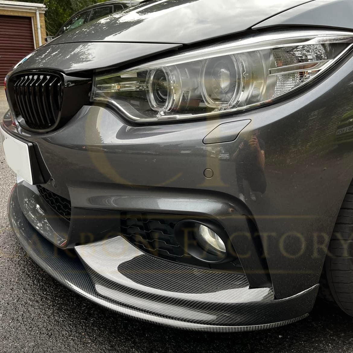 BMW F32 F33 F36 4 Series front splitter covers, pre-preg carbon fibre