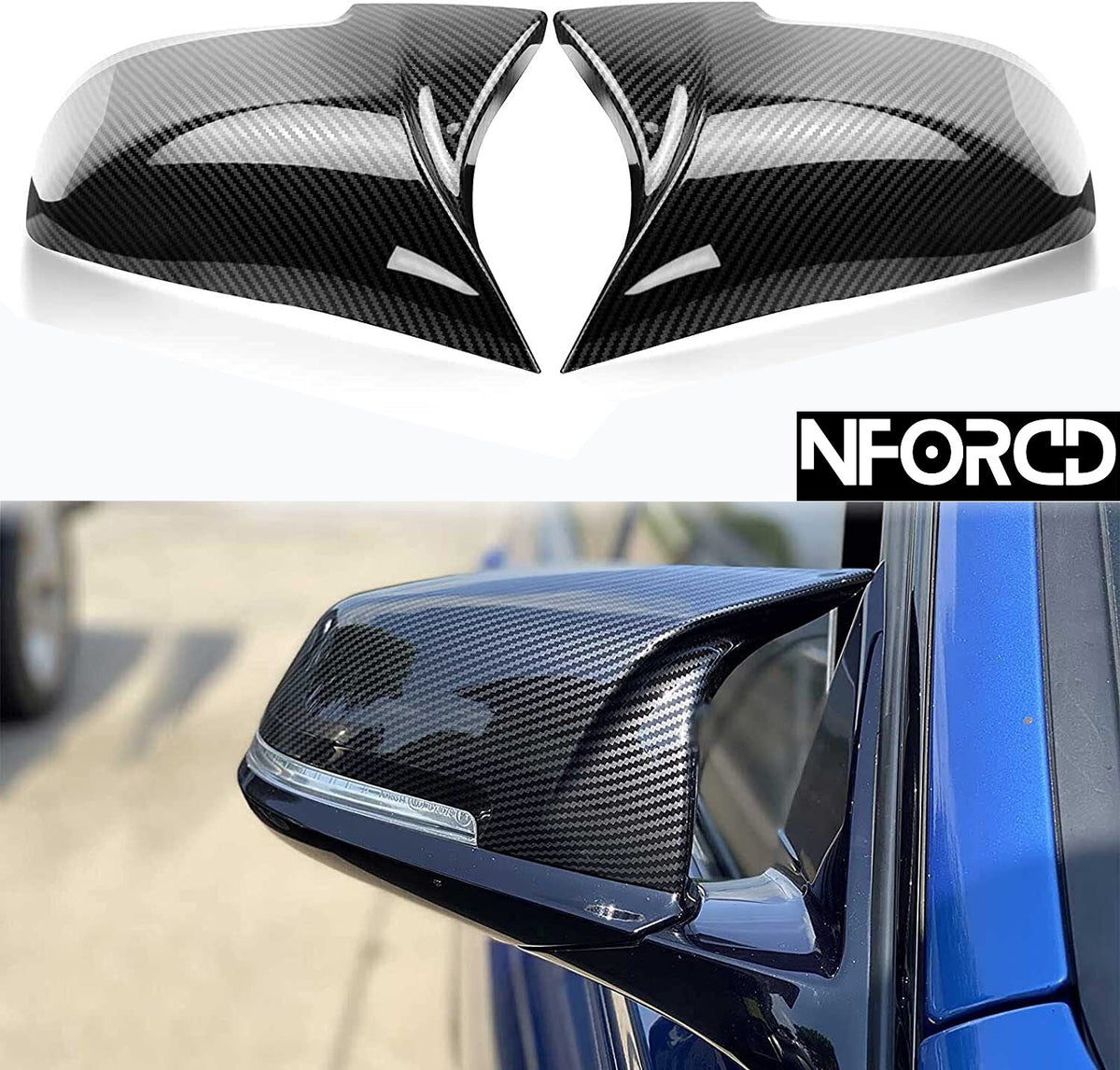 BMW F20 F21 Gloss Black Carbon Fibre Look Mirror Covers Pair