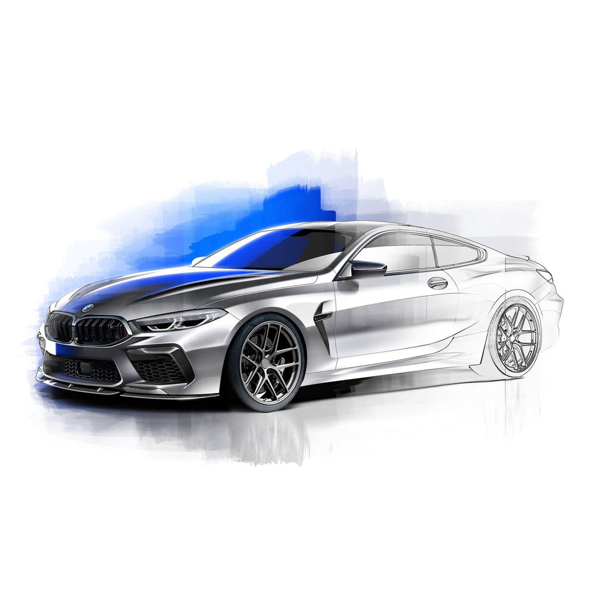 BMW M8 F91 F92 F93 front lip splitter, Sterckenn pre-preg carbon, 3-piece