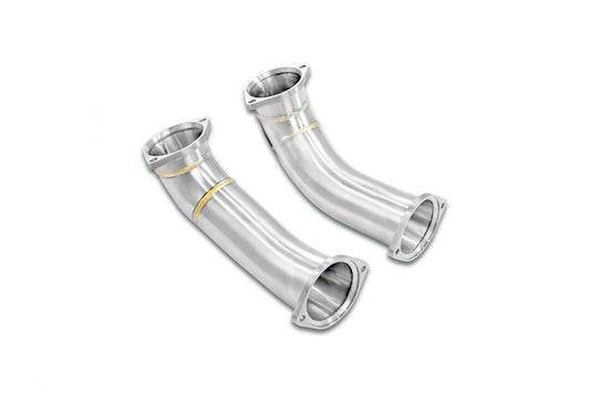 BMW G90 M5 S68 downpipes, Supersprint secondary cat delete