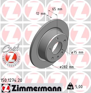 BMW E90 E91 E92 E93 F30 282 mm solid brake disc - Zimmermann COAT Z 150.1274.20