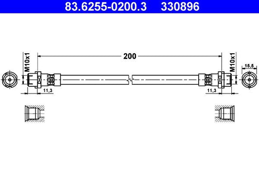 BMW E70 X5 ATE 83.6255-0200.3 200mm Brake Hose - Fast Road, Track Day, Daily Driver