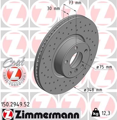 BMW X4 F26 348mm Zimmermann Sport Coat Z 150.2949.52 Brake Discs