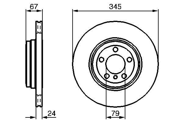 BMW E65 E66 E67 345mm Vented Brake Disc Rotor 0 986 479 005