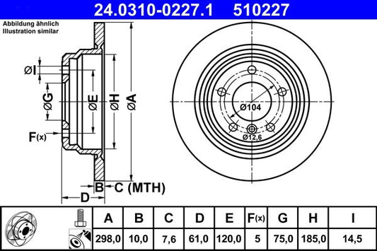 BMW E39 520i 523i 528i 530i Front Brake Disc ATE PowerDisc 24.0310-0227.1