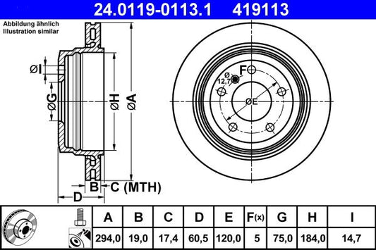 E90 E91 E92 E93 BMW 3 Series Brake Discs ATE 24.0119-0113.1
