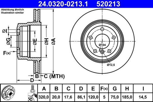 E60 E61 BMW 5 Series ATE PowerDisc 24.0320-0213.1 320mm Vented Brake Discs