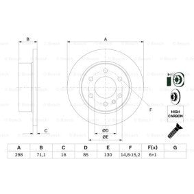Bosch 0 986 479 295 Brake Disc 298 mm with Bolts