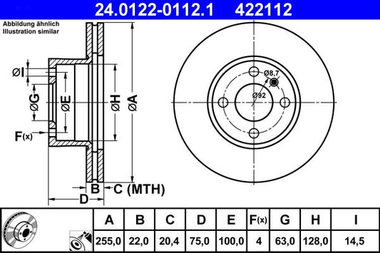 BMW E21 3 Series front brake disc ATE 24.0122-0112.1
