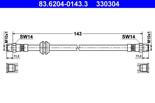 E90 E92 E93 BMW 3 Series Brake Hose 145 mm ATE 83.6204-0143.3