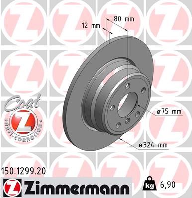 BMW X5 E53 rear brake discs Zimmermann COAT Z 150.1299.20